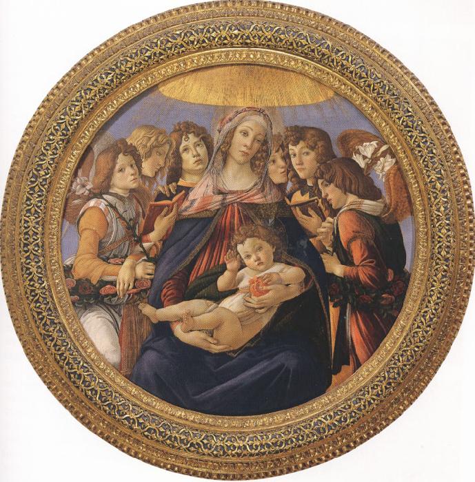 Sandro Botticelli Madonna and Child with six Angels or Madonna of the Pomegranate (mk36) oil painting picture
